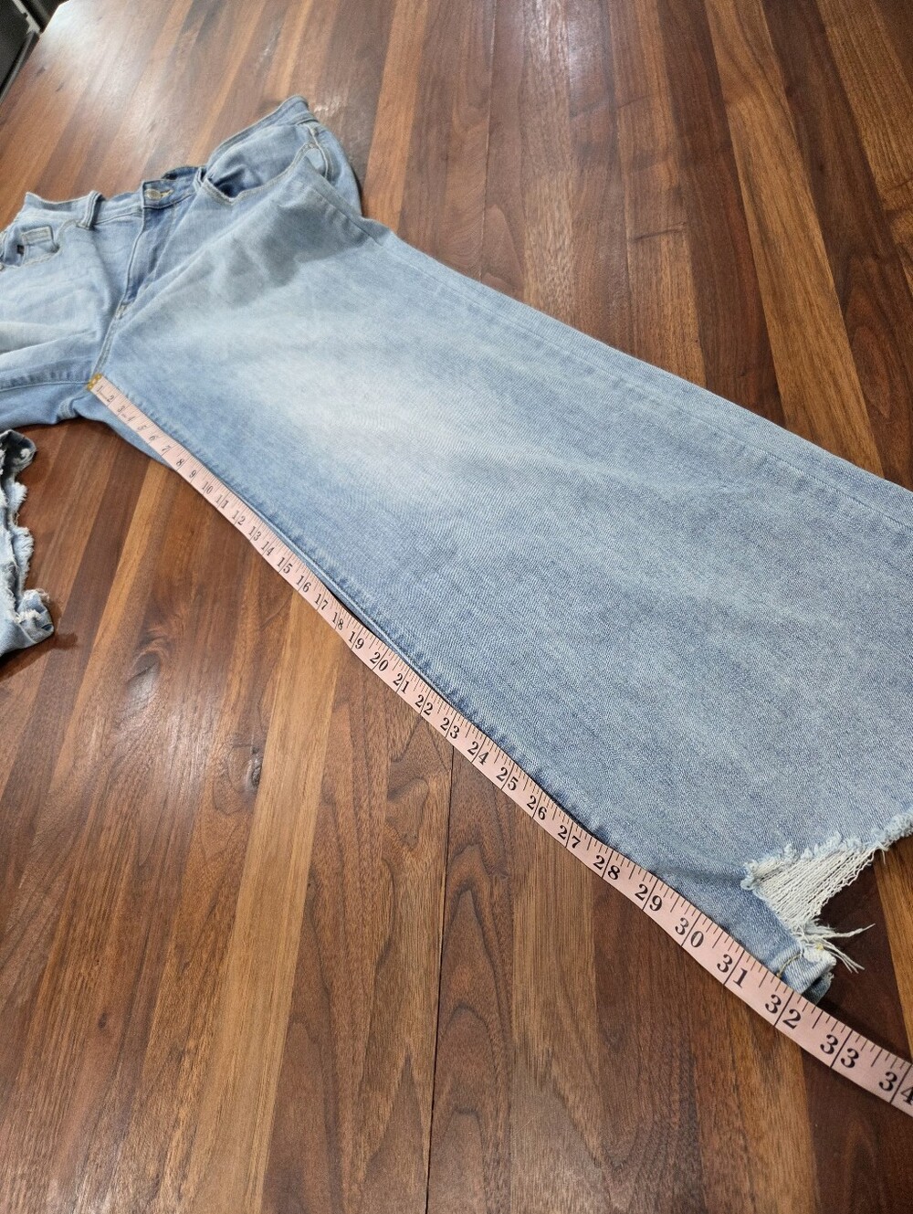 Judy Blue Light Destroy Straight Jean with Frayed Hem High Waist Size 14W - Picture 5 of 11